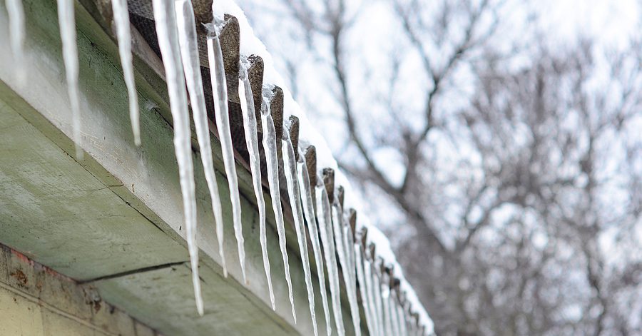 Icicles hanging from a roof